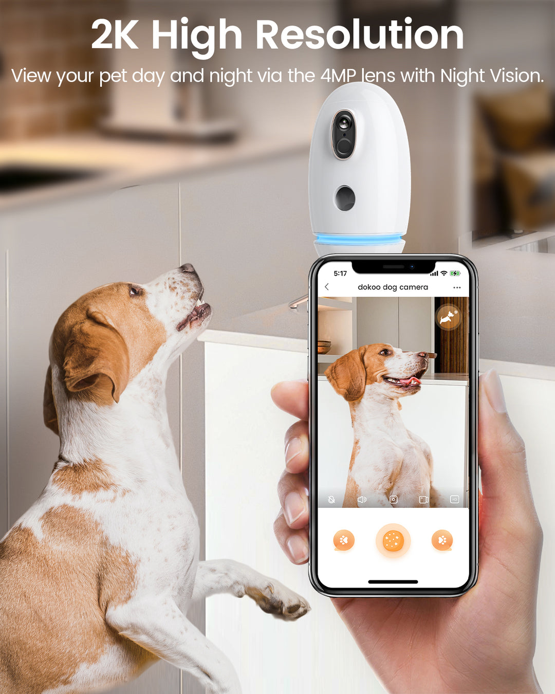Dokoo Pet Dog Camera Treat Dispenser - 2K Resolution Camera