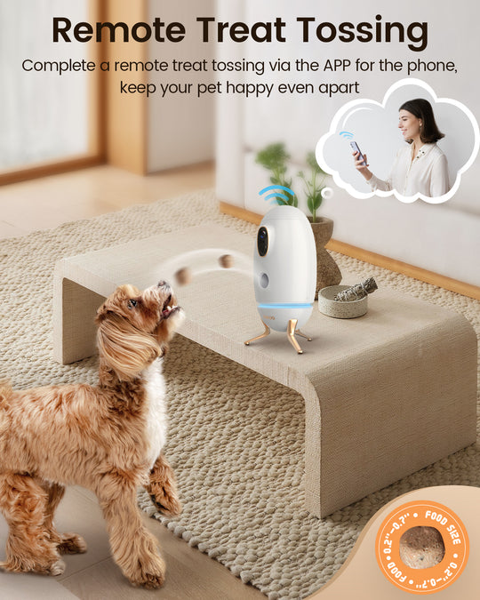 Dokoo Pet Dog Camera Treat Dispenser - Remote Treat Tossing