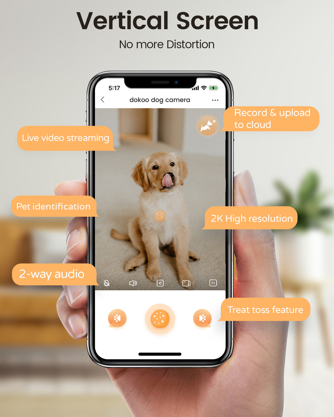 Dokoo Pet Dog Camera Treat Dispenser - Vertical Screen