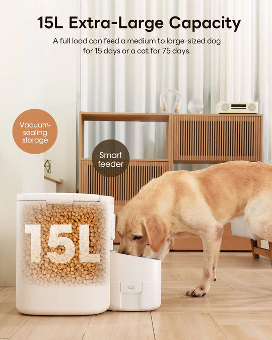 Automatic Dog Feeder 15L with Raised Bowl