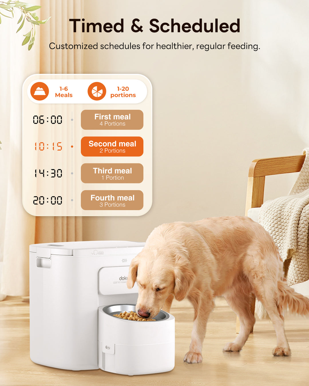 Dokoo Smart Vacuum Pet Feeder 15L Food Dispenser Time Scheduled