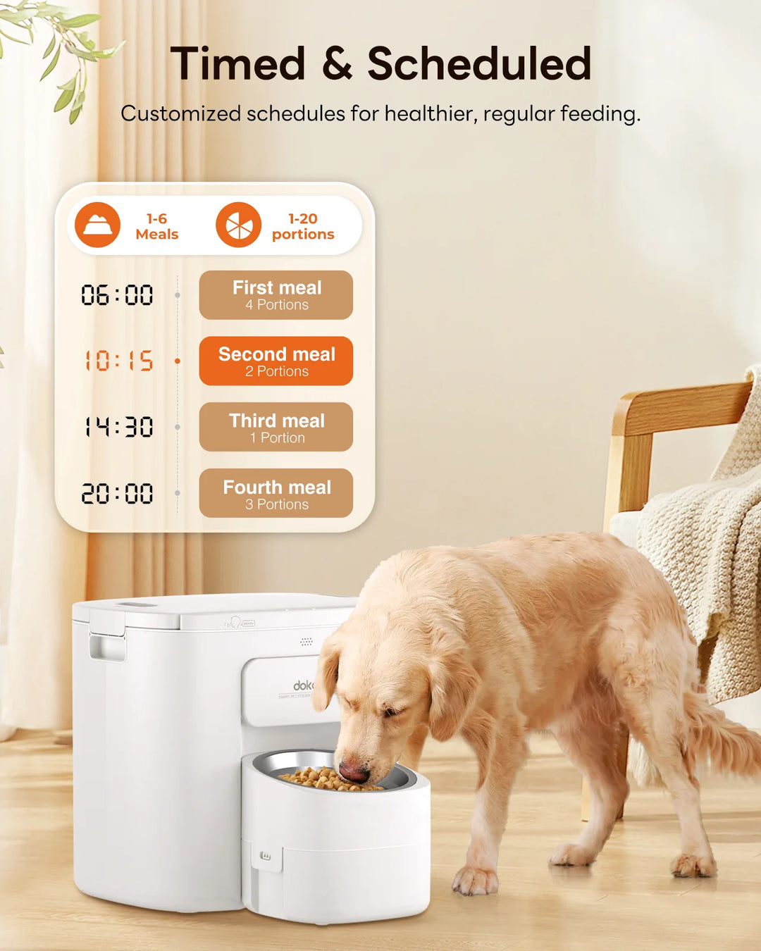 Automatic Dog Feeder 15L with Raised Bowl